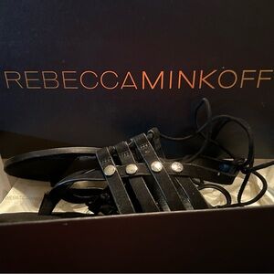 New Rebecca Minkoff black sandals tie up the leg. Women’s size 6